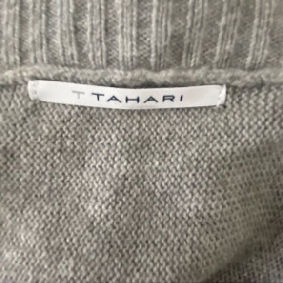 Tahari Womens Duster Cardigan 2X Gray Cotton Blend Longline Fringed Sweater Boho - Picture 3 of 14